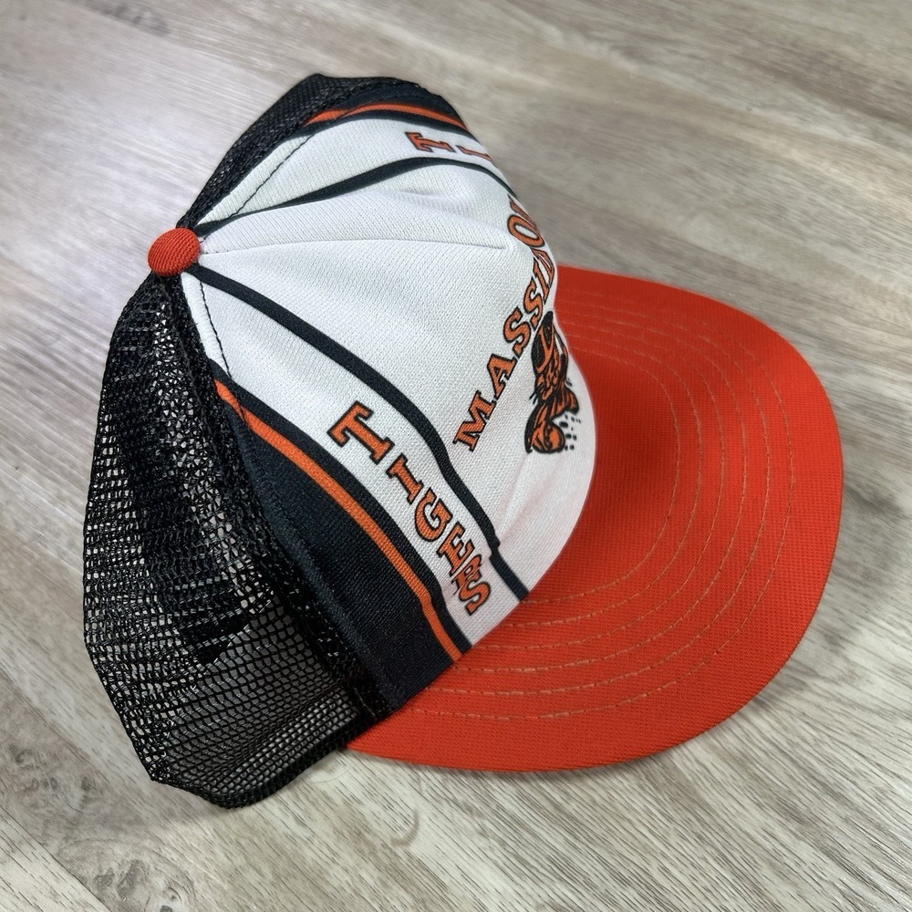 VTG 90s Massillon Tigers Snapback Hat Black Orange White Trucker Cap Made in USA - Picture 8 of 9